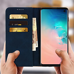 Acheter Avizar Housse Galaxy S10 Etui Folio Rangement carte Fonction support Bleu nuit