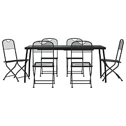 Ensemble à manger de jardin 7 pcs,Table et chaise à dîner anthracite métal maille -MN42619