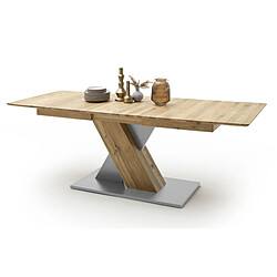 Pegane Table à manger extensible en chêne sauvage / gris - L.140-185 x H.77 x P.90 cm