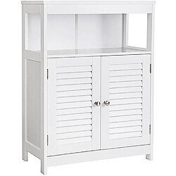 VASAGLE Meuble Salle de Bain, Armoire de Rangement, Commode, avec 2 Portes Claire-Voie, Blanc, BBC40WT