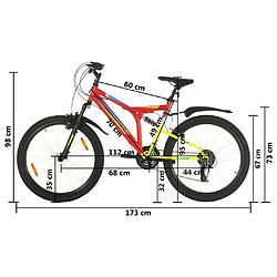 vidaXL Vélo de montagne 21 vitesses Roue de 26 pouces 49 cm Rouge pas cher