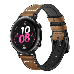 Bracelet en cuir véritable Largeur 20 mm marron foncé pour votre Huawei Watch GT2