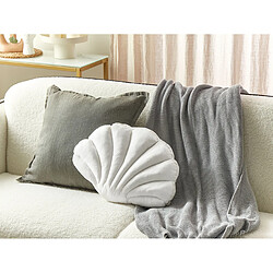 Beliani Coussin CONSOLIDA Velours Unicolore Blanc cassé