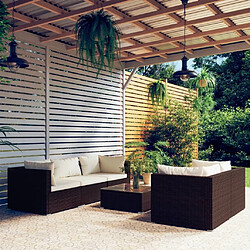 Maison Chic Salon de jardin 6 pcs + coussins - Mobilier/Meubles de jardin - Table et chaises d'extérieur Résine tressée Marron -MN30196