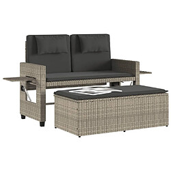 Acheter Maison Chic Banc inclinable de jardin et coussins | Banc d'extérieur | Chaise gris clair résine tressée -GKD93313