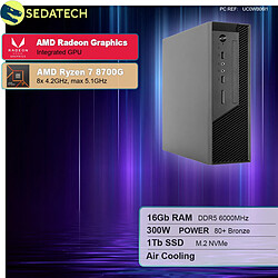 Sedatech Mini-PC Pro ITX • AMD Ryzen 7 8700G • Radeon Vega • 16Go DDR5 • 1To SSD M.2 • DVD-RW • sans OS