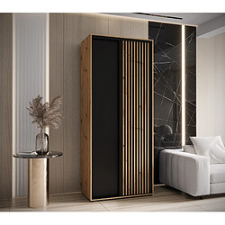 Abiks Meble Armoire LANKO 1 À Portes Coulissantes 235,2/100/45 2 Portes (Artisan/Noir)