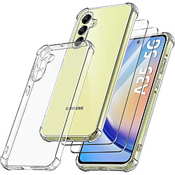 Coque Pour Samsung Galaxy A35 5G Silicone Transparente Angles Renforces + 2 Verres Trempes Little Boutik©