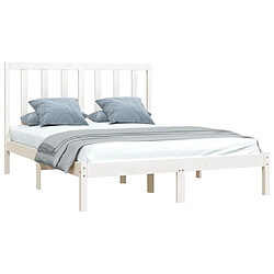 Avis Maison Chic Lit Moderne Chambre - Cadre/structure de lit pour adulte Blanc Bois de pin massif 140x190 cm -MN30311