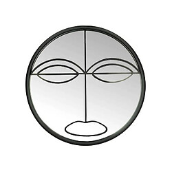 L'Héritier Du Temps Miroir Face Noir Décoration Glace Murale Ronde en Métal 3x37x37cm