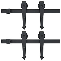 vidaXL Kits de fixation pour porte coulissante 2 pcs 200 cm Acier Noir