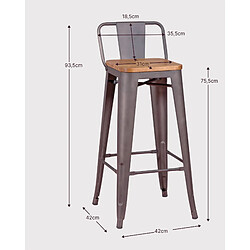 Nest Dream Pack de 4 tabourets en métal avec assises en bois - Bistro pas cher