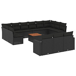 Maison Chic Salon de jardin avec coussins 14 pcs | Ensemble de Table et chaises | Mobilier d'Extérieur noir résine tressée -GKD55295