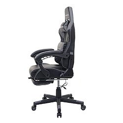 Mendler Chaise de bureau HWC-K55, chaise de bureau Gaming, repose-pieds USB-Massage, similicuir ~ noir-gris