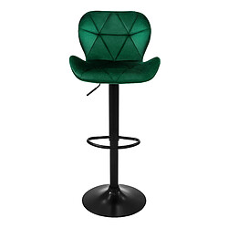 Tabouret de bar, lot de 2, vert, revêtement velours, dossier et repose-pieds réglables en hauteur 59-79cm ML-Design