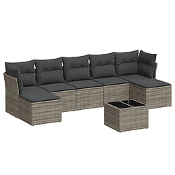 Maison Chic Salon de jardin 8 pcs avec coussins | Ensemble de Table et chaises | Mobilier d'Extérieur gris résine tressée -GKD88211