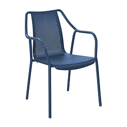 Proloisirs Fauteuil de jardin empilable en aluminium Bari bleu.