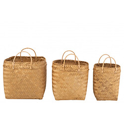 Dansmamaison Set De 3 Panier Carre Rotin Naturel