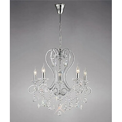 Luminaire Center Suspension Vela 5 Ampoules chrome poli/cristal