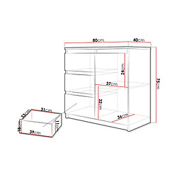 Acheter Bestmobilier Luna - commode 3 tiroirs - blanc - 80 cm - style contemporain