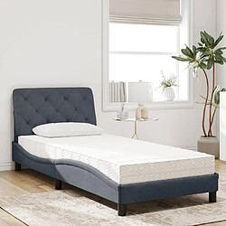 Avis Vidaxl Lit avec matelas gris foncé 90x200 cm velours