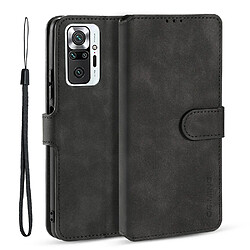 Dg.Ming Etui en PU Style rétro avec support noir pour votre Xiaomi Redmi Note 10 Pro