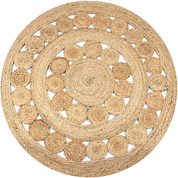 Decoshop26 Tapis Jute design tressé 150 cm rond DEC023931