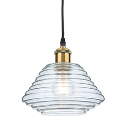 Luminaire Center Suspension Logan Laiton antique avec verre transparent 1 ampoule 17cm