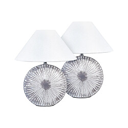 Beliani Lot de 2 lampes à poser en céramique grise 38 cm YUNA