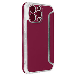 Avizar Etui pour iPhone 14 Pro Max Clapet Magnétique Porte Carte Piano Book bordeaux