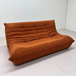 Avis SoftEva Canapé trois places - Orange Marron - pas d'assemblage, mousse double confort, support ergonomique, intérieur en tissu doux au toucher