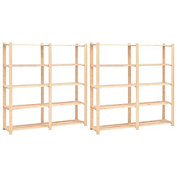 vidaXL Étagères de rangement à 5 niveaux 2pcs 170x38x170 cm Pin 500 kg