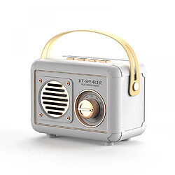 General Haut-parleur Bluetooth rétro radio vintage, radio FM avec style classique à l'ancienne, haut-parleur vintage rétro sans fil amélioré avec fente pour carte TF, pour voyage, maison, plage, cuisine (blanc)