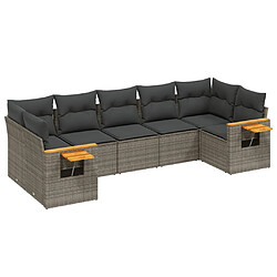 Maison Chic Salon de jardin avec coussins 7 pcs | Ensemble de Table et chaises | Mobilier d'Extérieur gris résine tressée -GKD42008