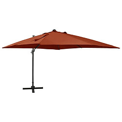 Maison Chic Parasol Jardin | Parasol déporté avec mat et lumières LED Terre cuite 300 cm - GKD86975