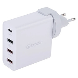 Wewoo A3P 3A Chargeur de voyage mural à 4 ports USB-C / Type C + QC3.0 + double USBprise UE