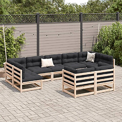 Avis Maison Chic Ensemble Tables et chaises d'extérieur 9 pcs avec coussins,Salon de jardin bois de pin massif -GKD761079