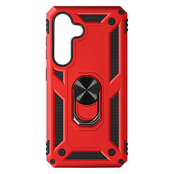 Avizar Coque pour Samsung Galaxy S24 Hybride Bague Support Magnétique Rouge