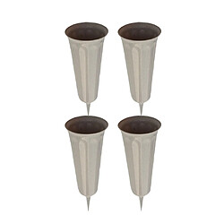 Lot De 4 Supports à Vases à Fleurs Cannelés Pour Cimetière Au Sol