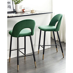 Beliani Tabouret de bar Set de 2 Velours Vert émeraude FALTON