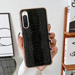 Coque en TPU + cuir véritable texture crocodile, anti-chutte, électroplaqué pour votre Sony Xperia 10 IV 5G - noir