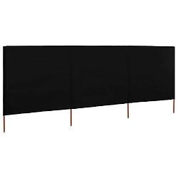 vidaXL Paravent 3 panneaux Tissu 400 x 80 cm Noir