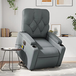 Maison Chic Fauteuil Relax pour salon, Fauteuil inclinable de massage électrique gris similicuir -GKD95390