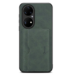 Coque en TPU + PU avec béquille, porte-carte, hybride vert pour votre Huawei P50