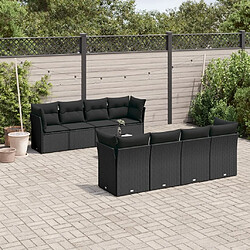 Maison Chic Ensemble Tables et chaises d'extérieur 9 pcs avec coussins,Salon de jardin noir résine tressée -GKD303121