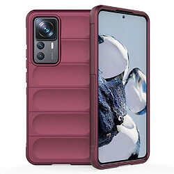 Htdmobiles Coque pour Xiaomi 12T / 12T Pro 5G - housse etui silicone gel fine + verre trempe - ROUGE BORDEAUX