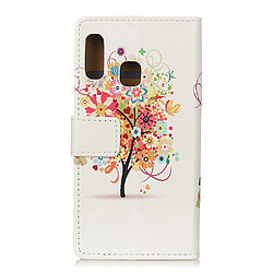 Etui en PU motif imprimé arbre fleuri pour votre Samsung Galaxy A20e