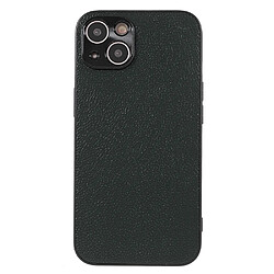 Coque en cuir véritable texture litchi vert foncé pour votre iPhone 13 6.1 pouces