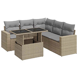 vidaXL Salon de jardin avec coussins 6 pcs beige résine tressée