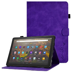 Etui en PU motif en forme de cœur avec support et porte-cartes pour votre Amazon Fire HD 10 (2021) - violet